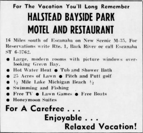 Halsteads Bayside Park Motel & Restaurant - Apr 1963 Ad